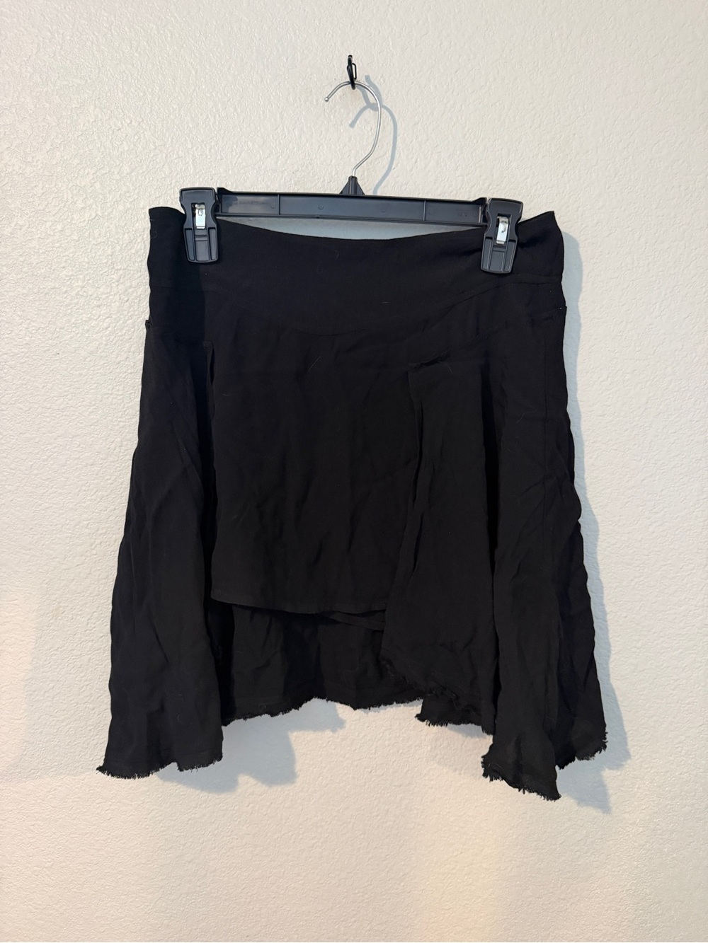 Free People Black Layered Mini Skirt with Raw Hem
